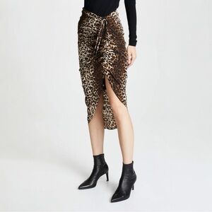 VERONICA BEARD Ari Skirt Brown Leopard Print Silk